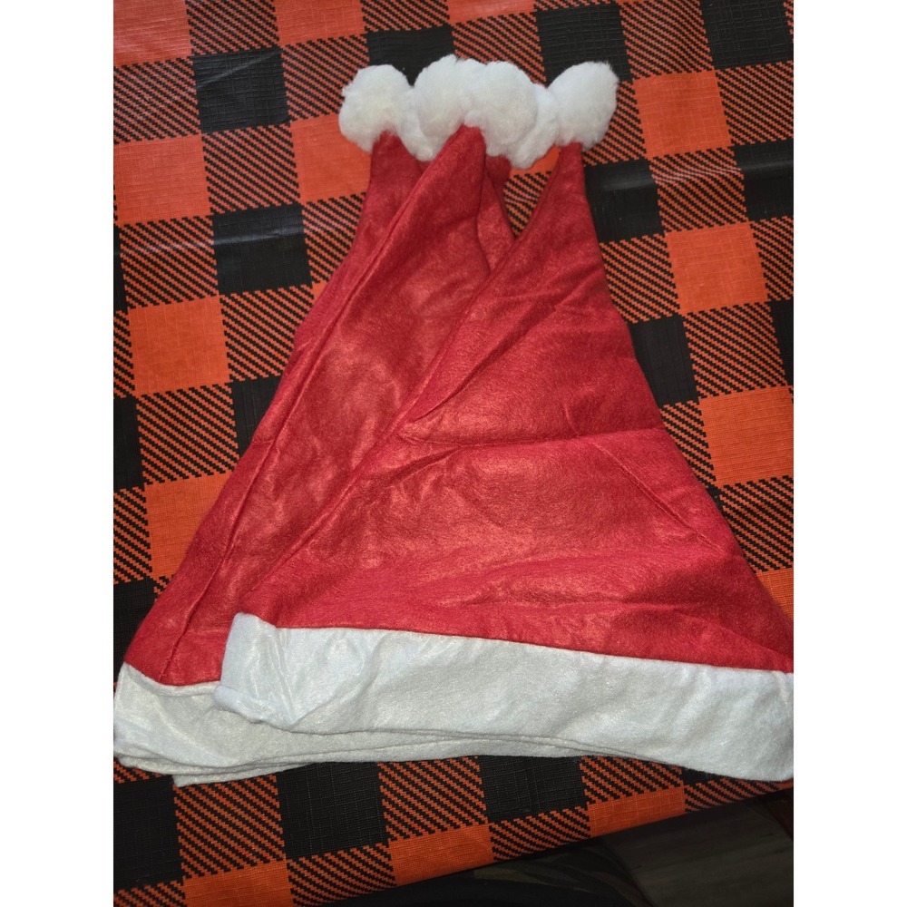 Lot of 3 Red White Santa Hats Christmas Holiday Party Costume Accessories Adult